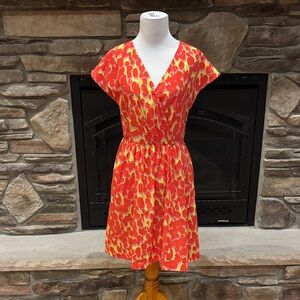 Gap Women’s Size 4 Crossover Orange Animal Print Dress/Side Zip